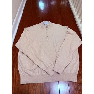 Peter Millar Mens XXL Tan Heather Quarter‎ Zip Mock Neck Pullover Sweater